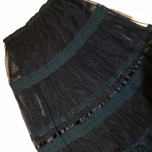 Dark Viridian Sheer Maxi Skirt