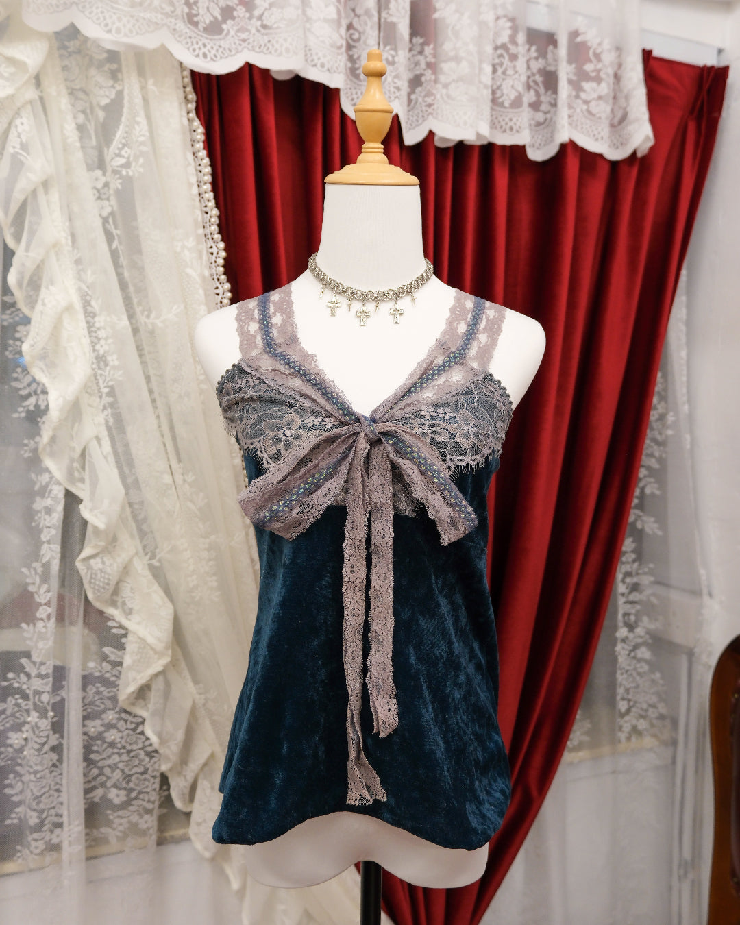 Teal Blue Lace Butterfly Camisole