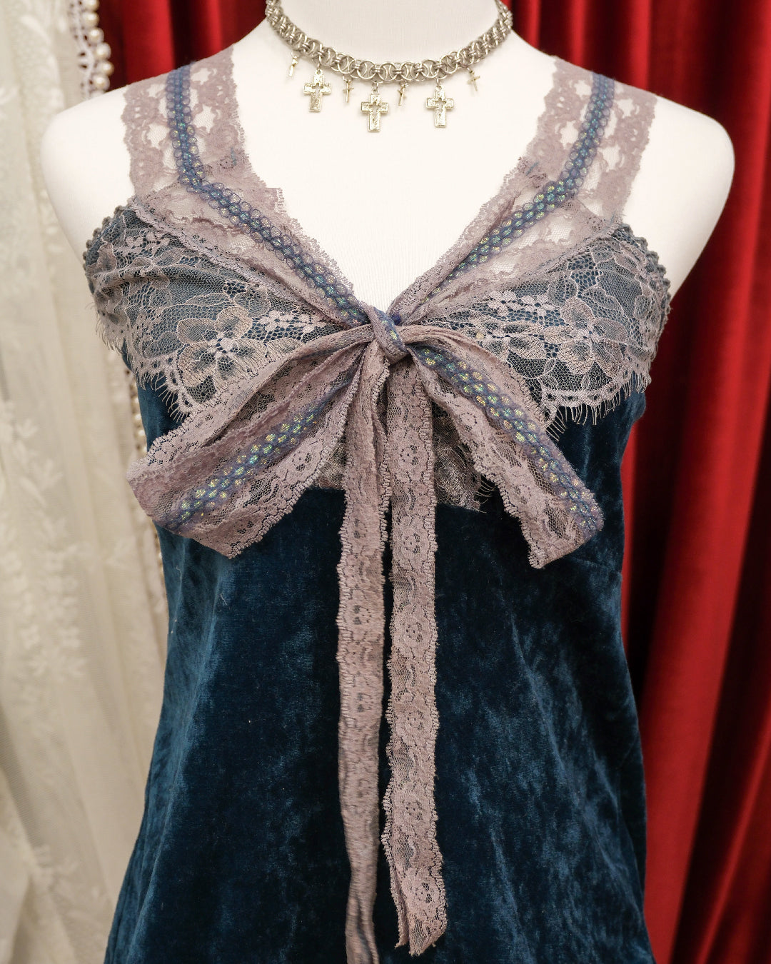 Teal Blue Lace Butterfly Camisole