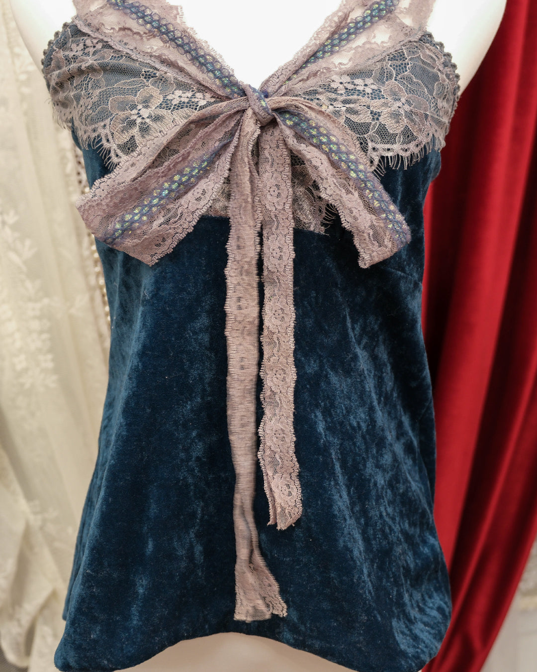 Teal Blue Lace Butterfly Camisole