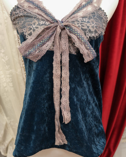 Teal Blue Lace Butterfly Camisole