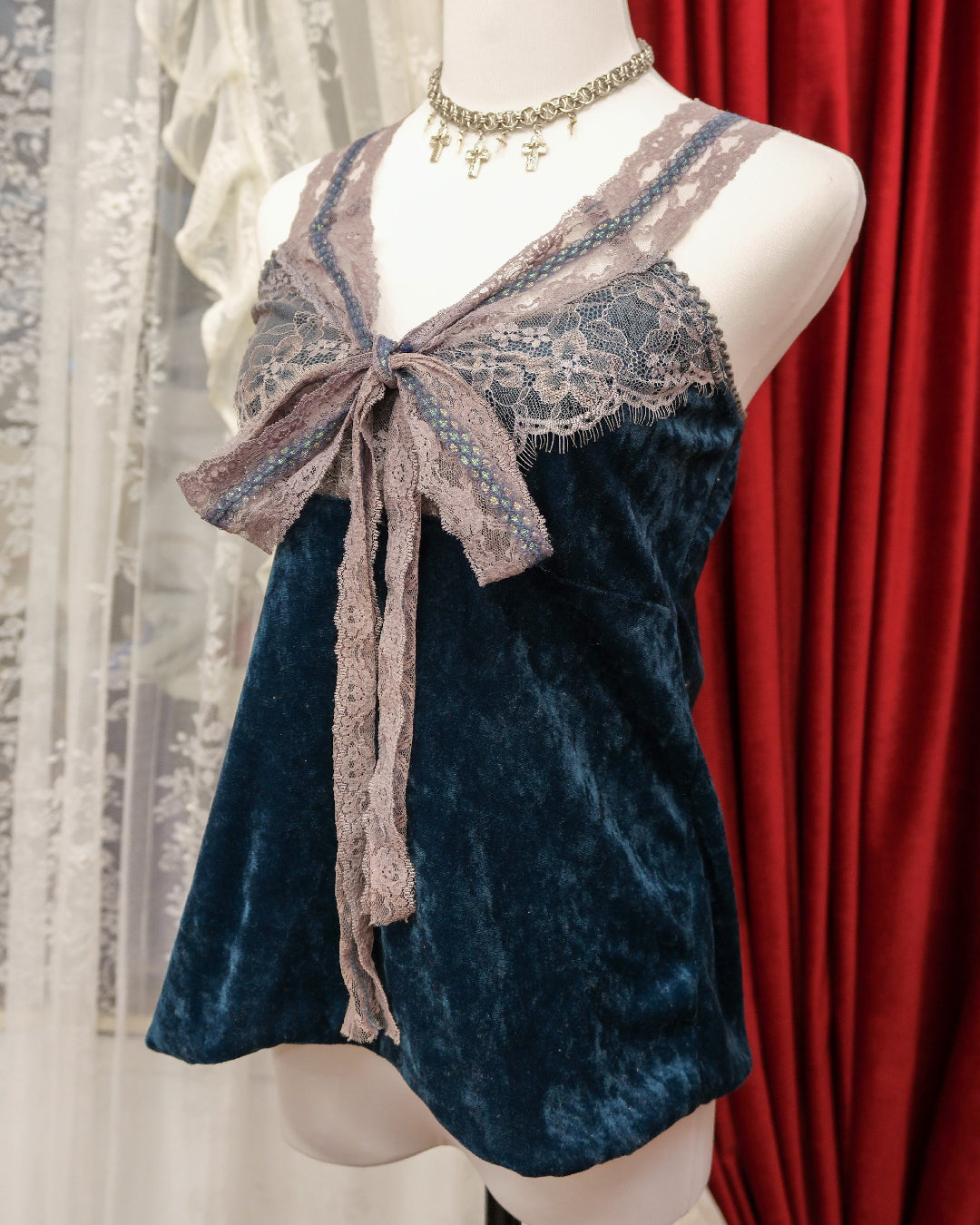 Teal Blue Lace Butterfly Camisole