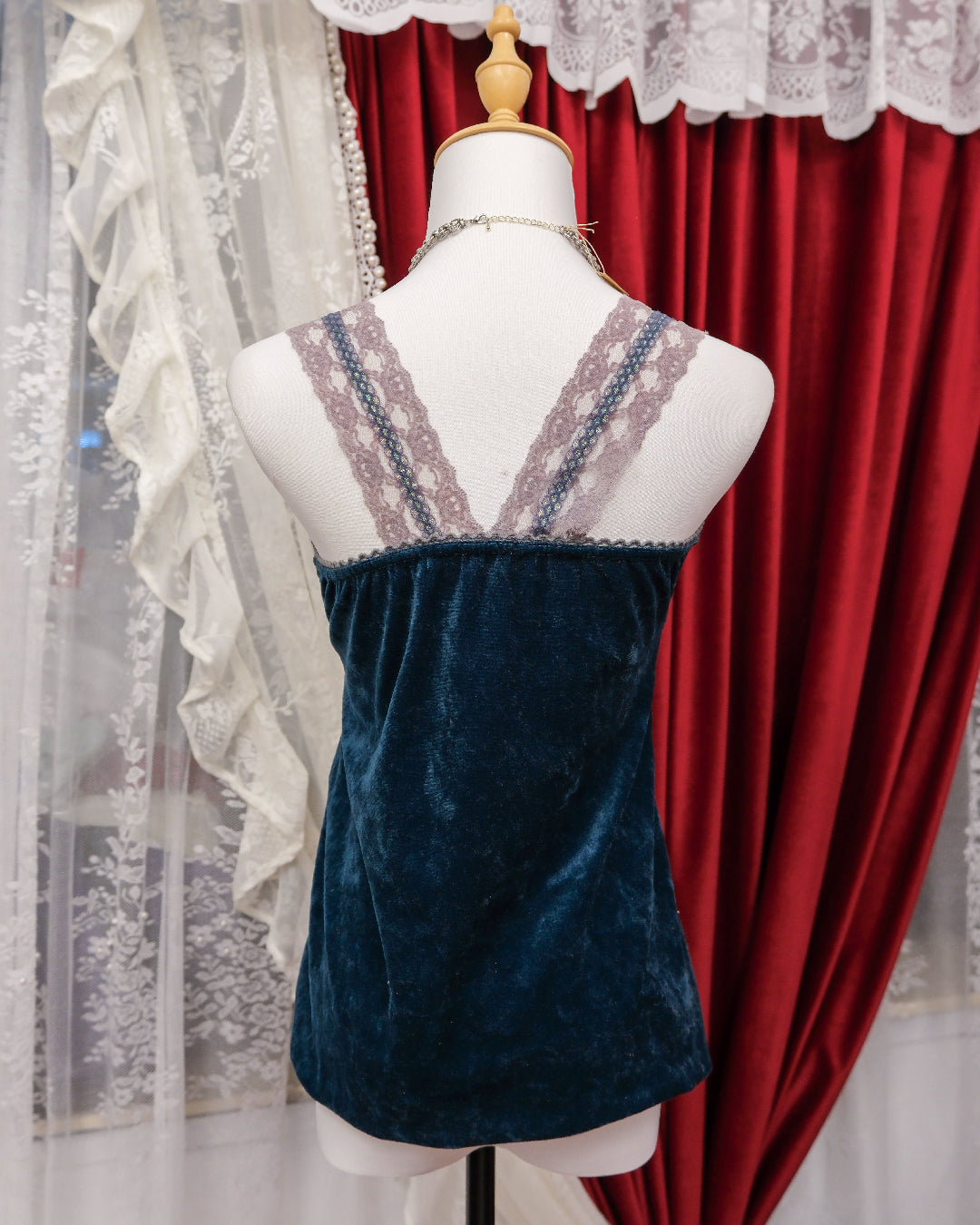 Teal Blue Lace Butterfly Camisole