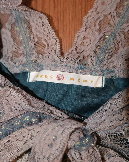 Teal Blue Lace Butterfly Camisole