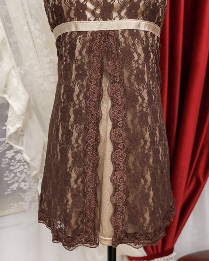Ros Marine Penny Brown Lace Camisole