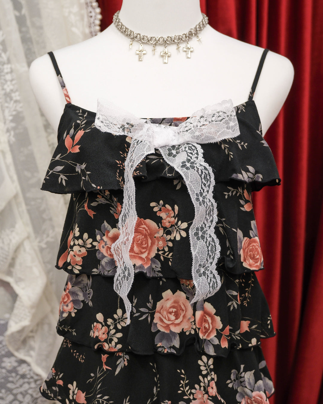 [Korea] Rosy Layers Ribbon Camisole