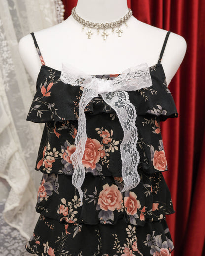 [Korea] Rosy Layers Ribbon Camisole