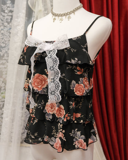 [Korea] Rosy Layers Ribbon Camisole