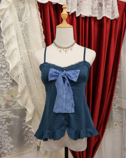 Myrtle Green Lace Ribbon Camisole