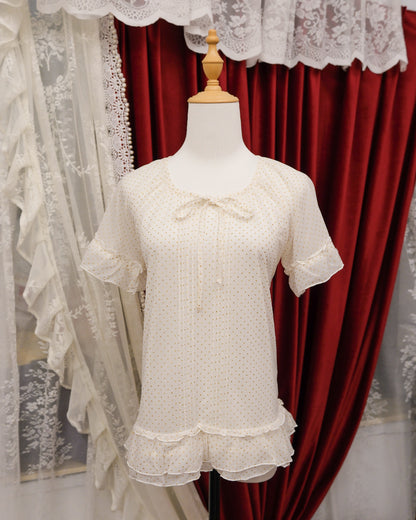 Golden Cream Polka Dots Top