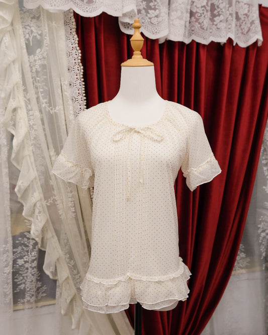 Golden Cream Polka Dots Top