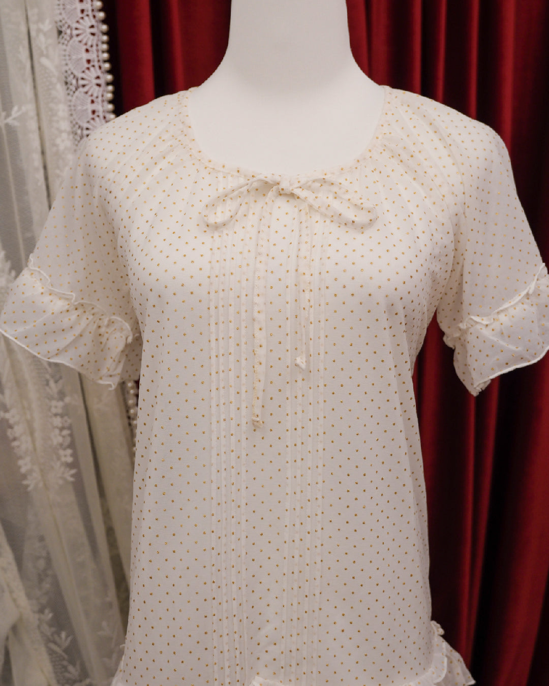 Golden Cream Polka Dots Top