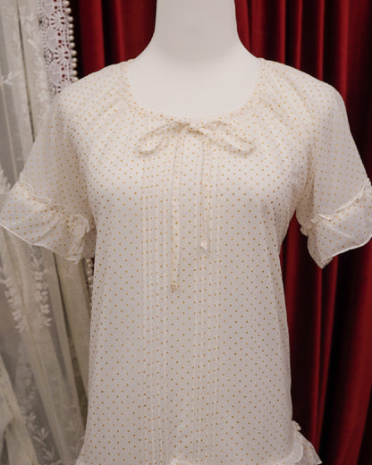 Golden Cream Polka Dots Top
