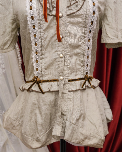 Pearl Grey Ribbon Shirt