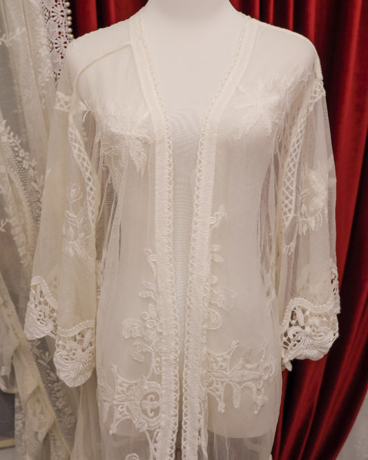 Origami By Vivien Bohemian White Embroidered Cardigan