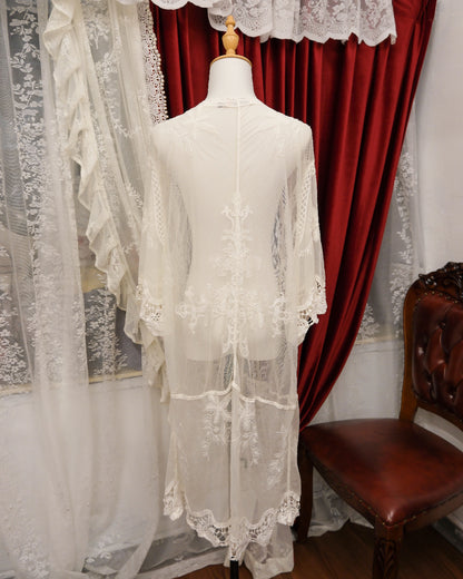 Origami By Vivien Bohemian White Embroidered Cardigan