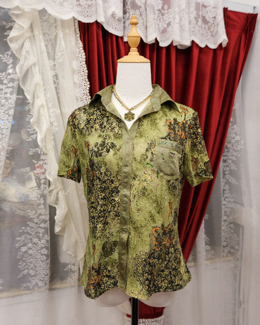 Moss Fairycore Mesh Top