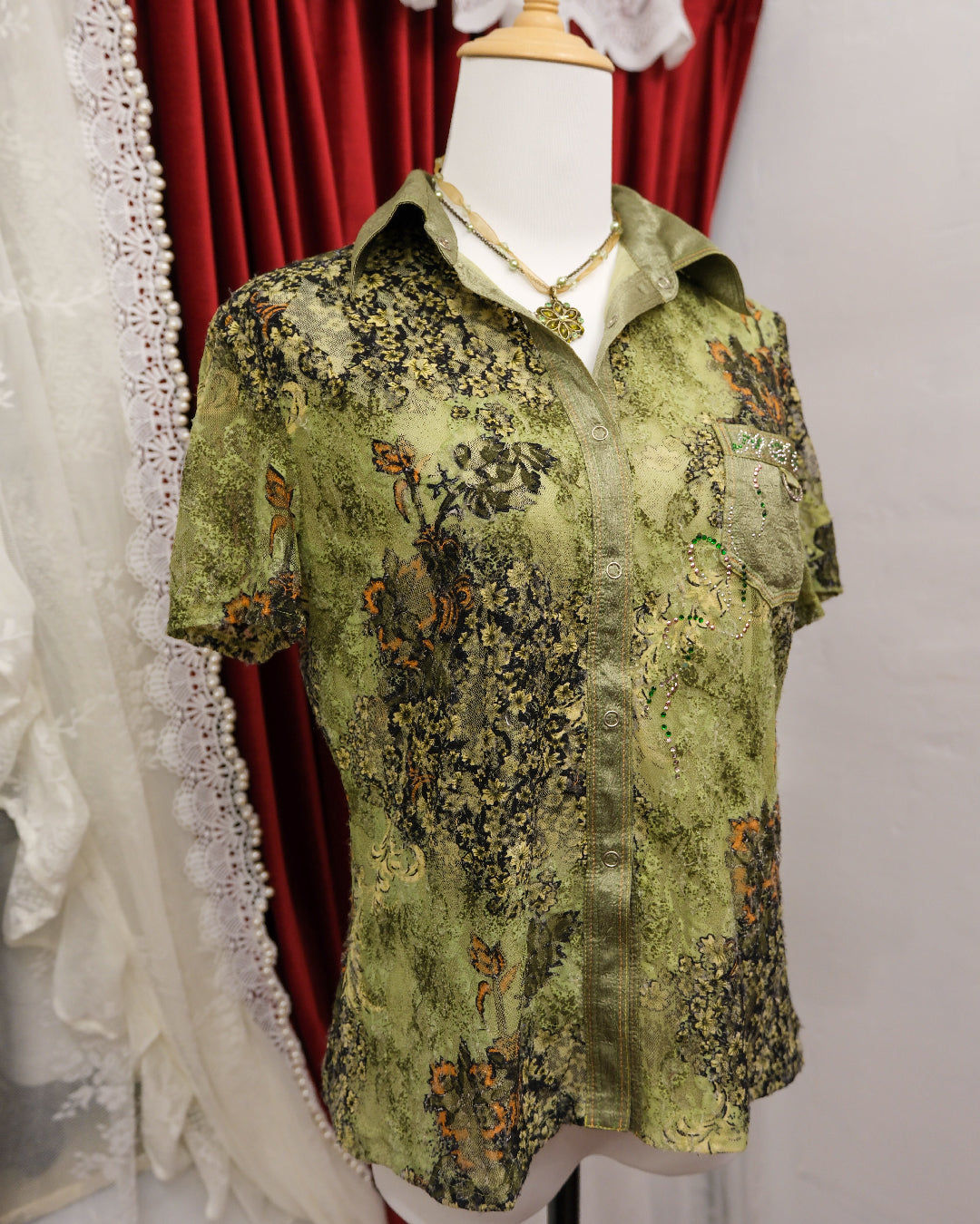 Moss Fairycore Mesh Top