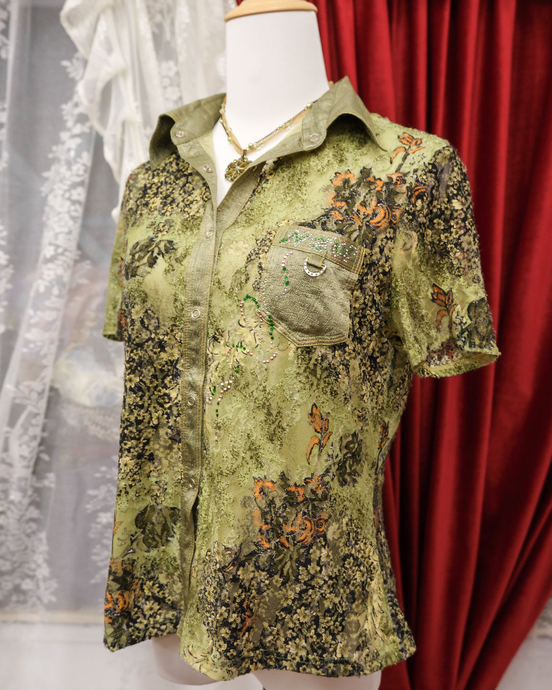 Moss Fairycore Mesh Top