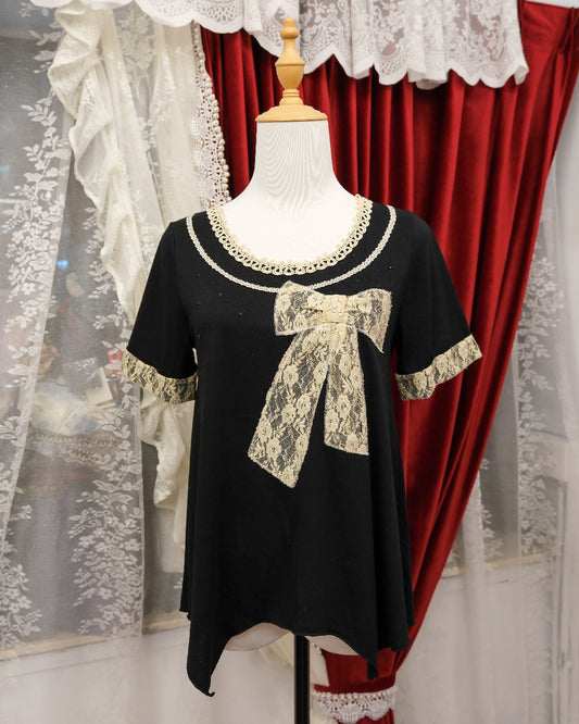 Axes Femme Gothic Ribbon Lace Top