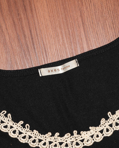 Axes Femme Gothic Ribbon Lace Top