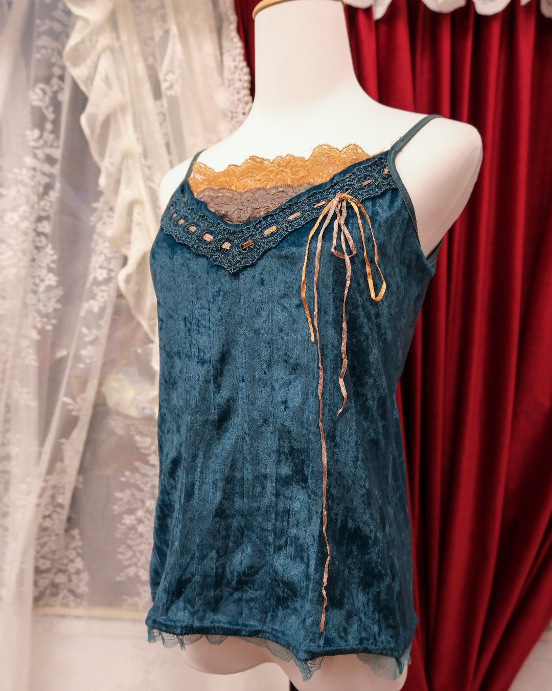 Rosa Cheri Tourquoise Velvet Camisole
