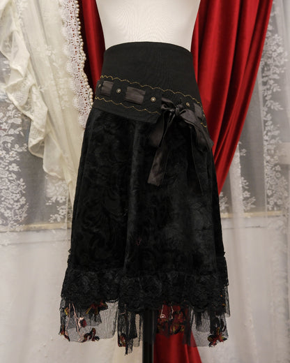 Dark Whimsy Velvet Lace Skirt