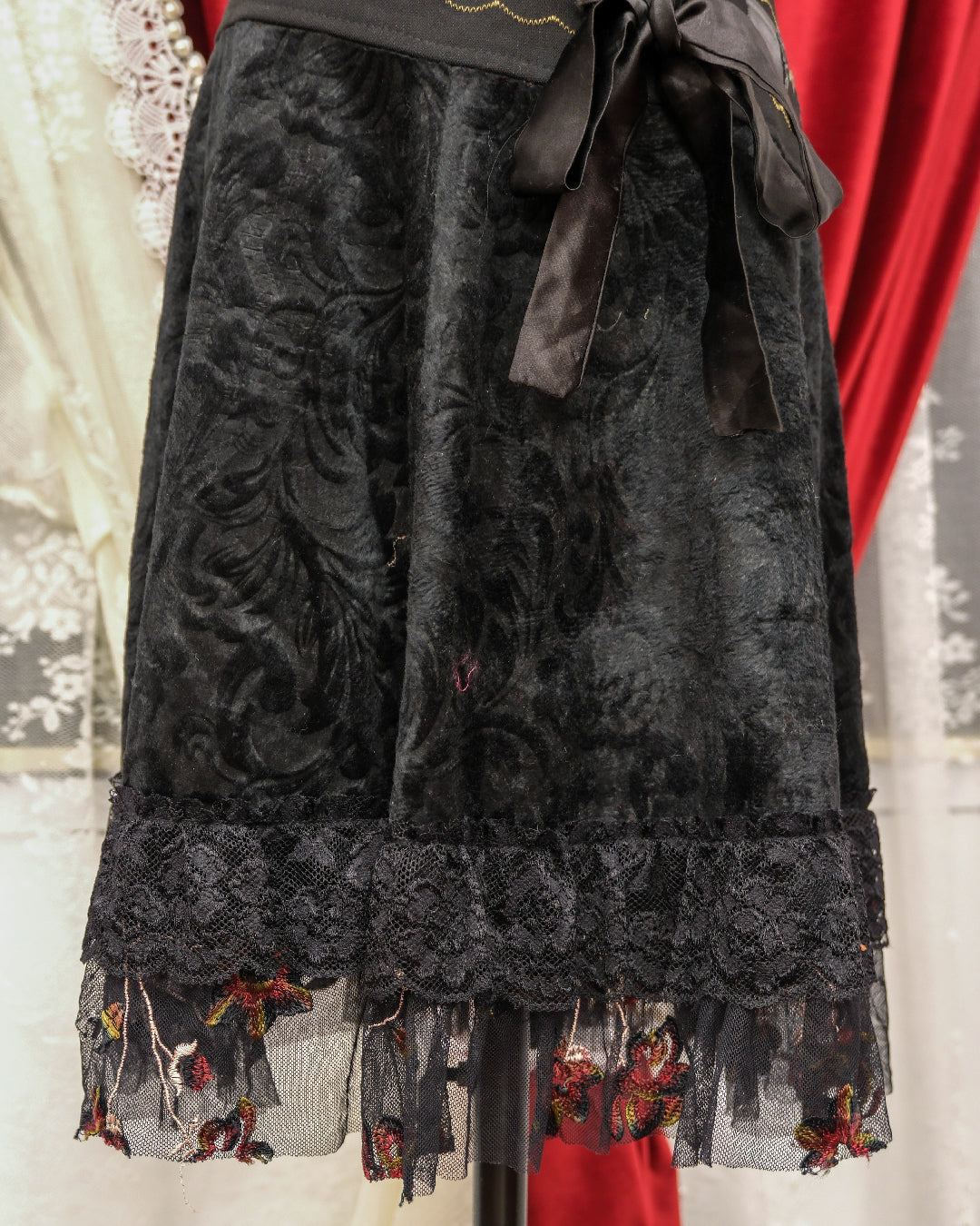 Dark Whimsy Velvet Lace Skirt