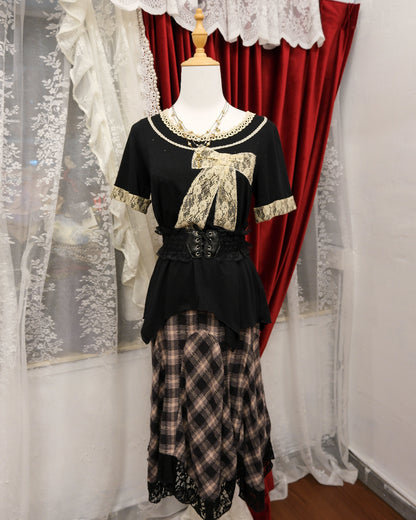 Axes Femme Gothic Ribbon Lace Top