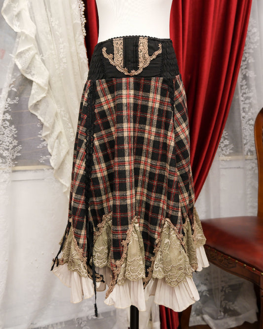 Ozz Angelo Japan Plaid Lace Ruffle Skirt