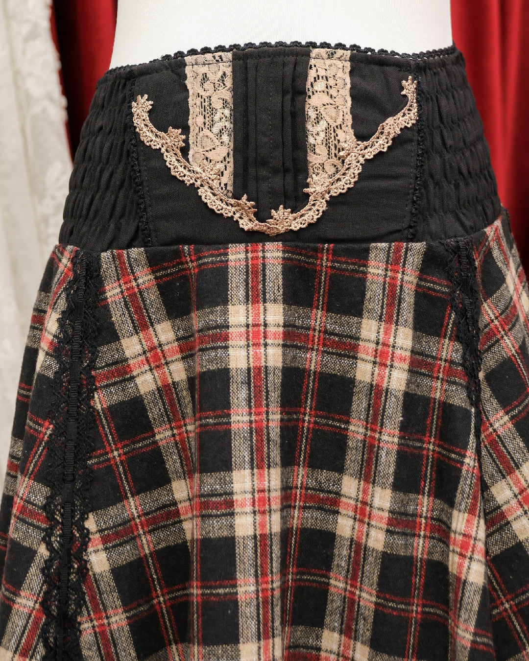 Ozz Angelo Japan Plaid Lace Ruffle Skirt