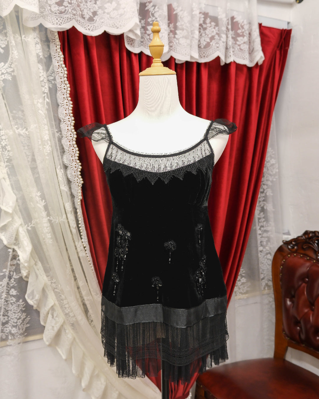 Black Velvet Beads Camisole