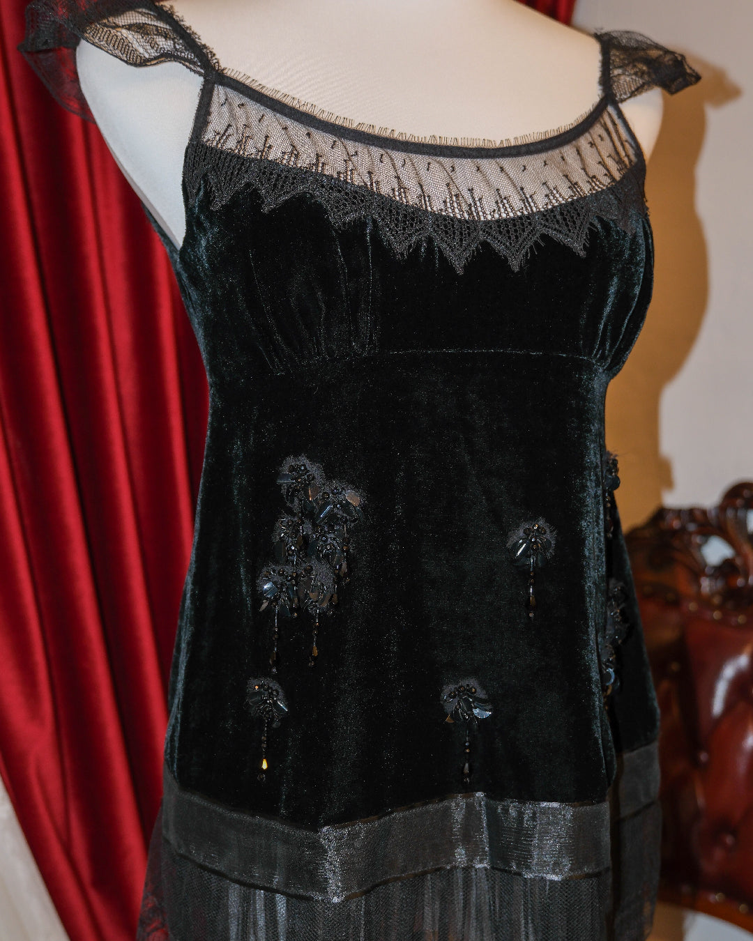 Black Velvet Beads Camisole