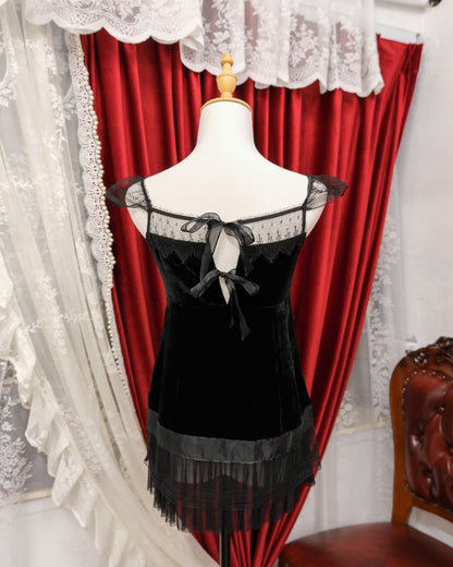 Black Velvet Beads Camisole