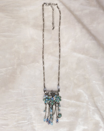 Mint Floral Tassels Necklace