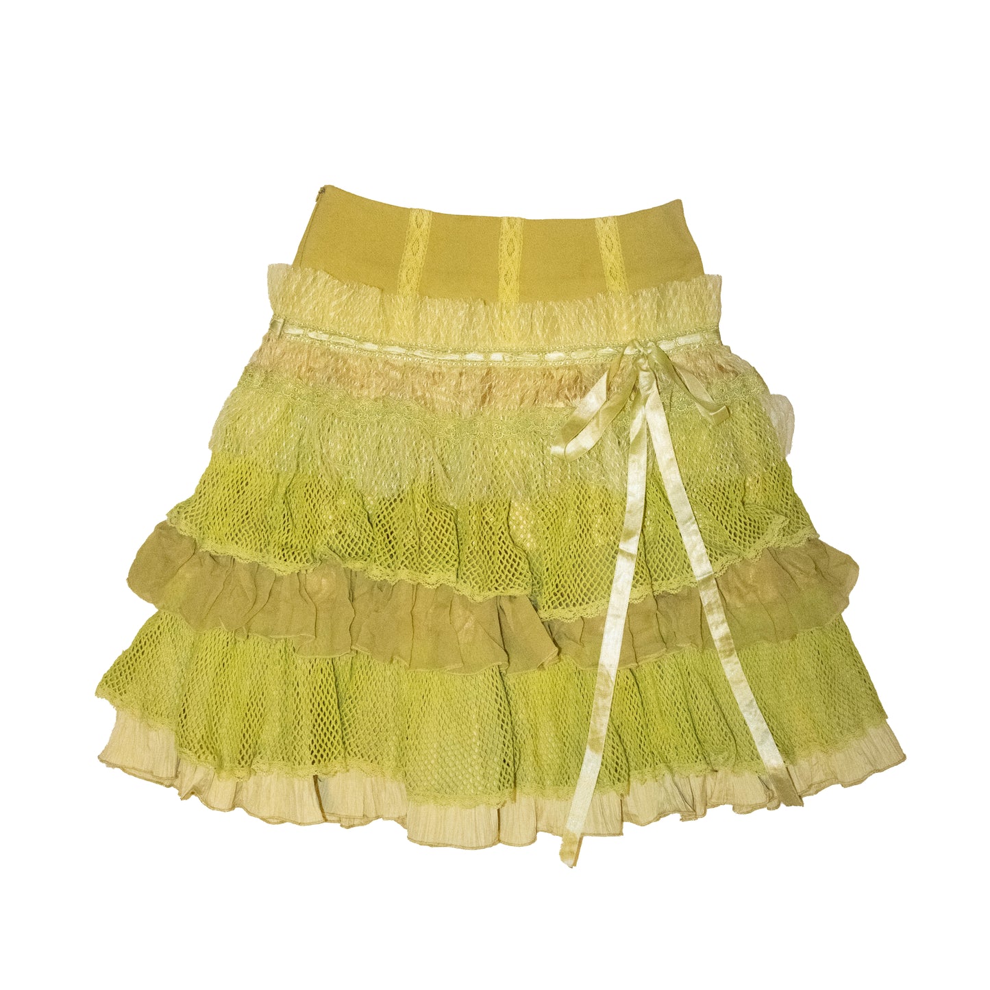 Chartreuse Patchwork Midi Skirt