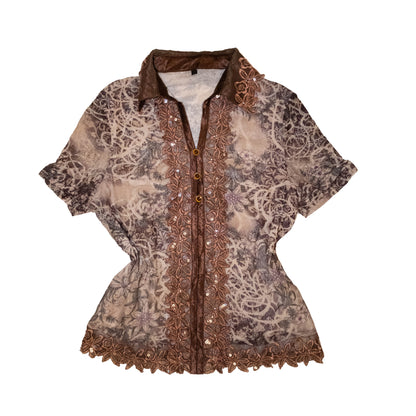 Retro Pattern Mesh Shirt