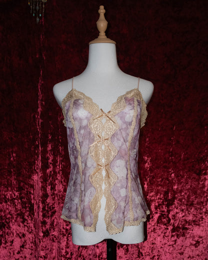 Pink Floral Mesh Cami