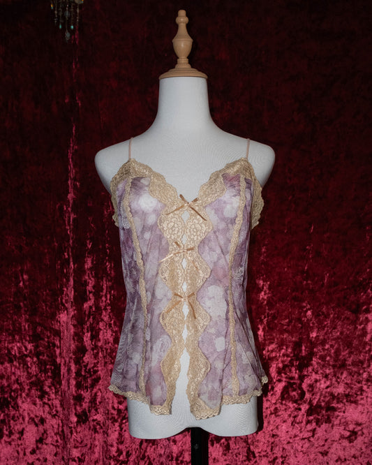 Pink Floral Mesh Cami