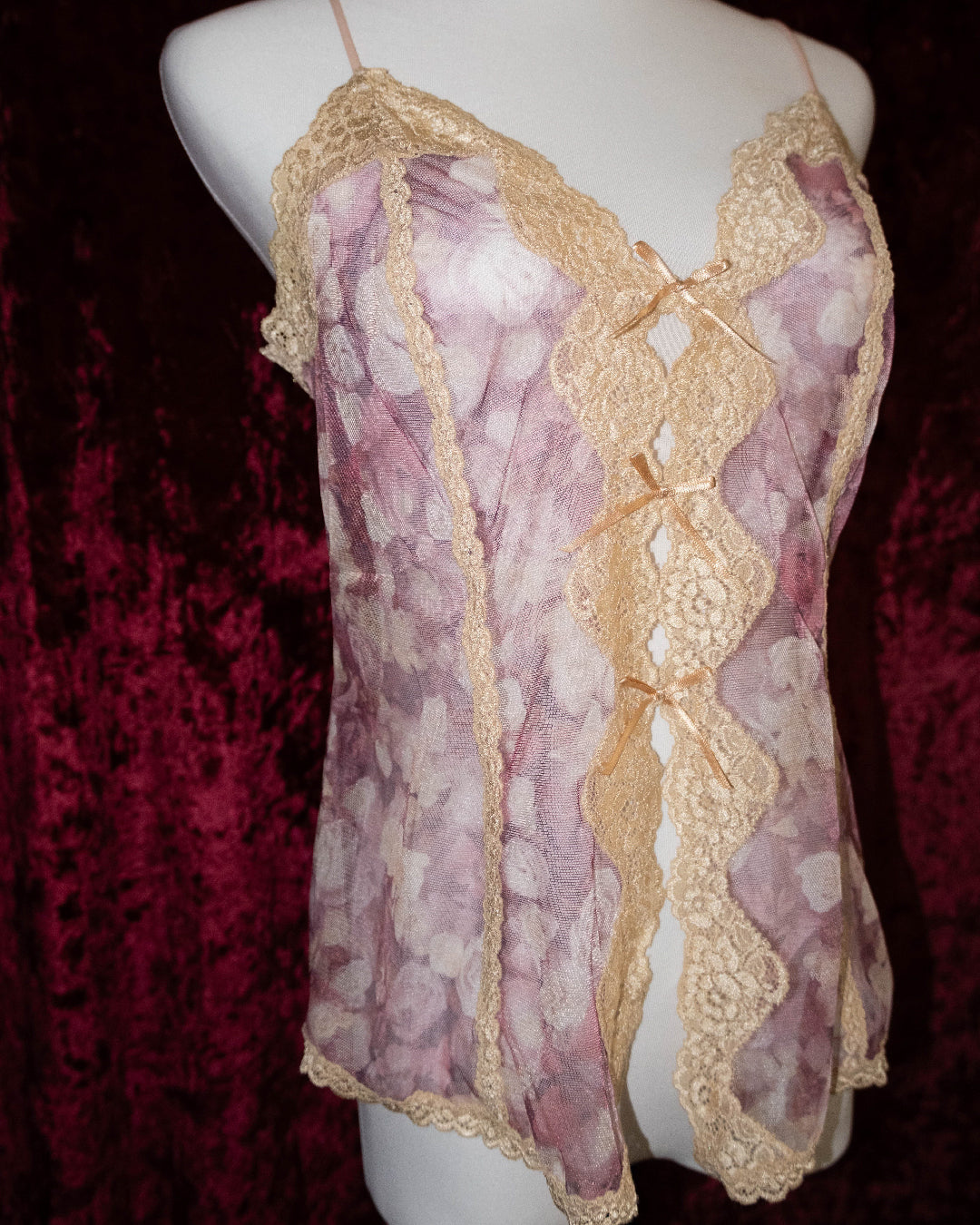 Pink Floral Mesh Cami