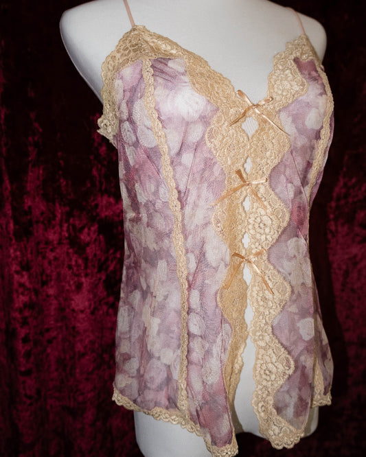 Pink Floral Mesh Cami