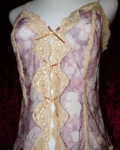 Pink Floral Mesh Cami