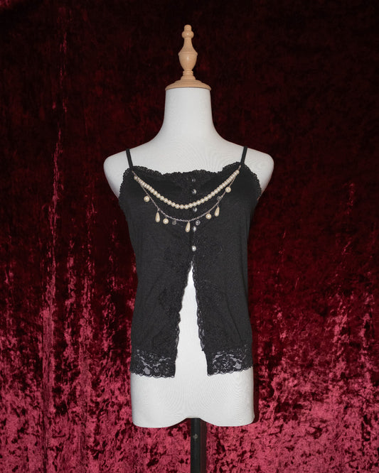 Black Lacey Pearl Cami