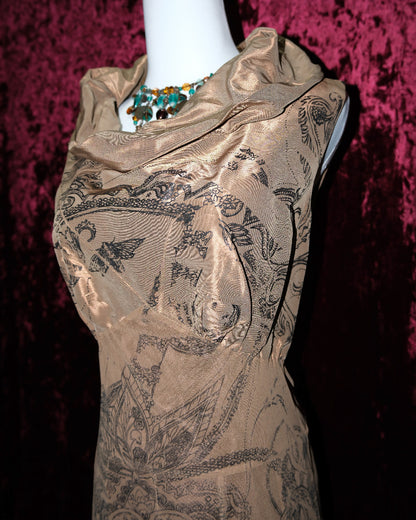 [Italy] Beige Toile Dress with Hooded Neckline