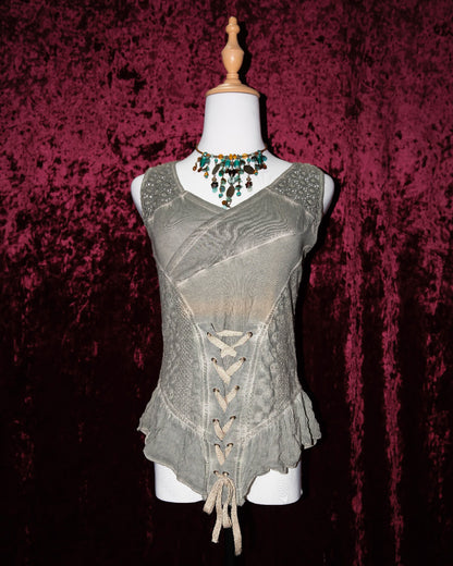[Turkey] Moss Maiden Lace-Up Corset Top