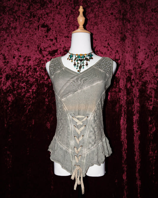 [Turkey] Moss Maiden Lace-Up Corset Top