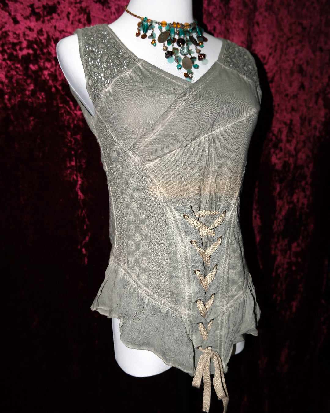 [Turkey] Moss Maiden Lace-Up Corset Top