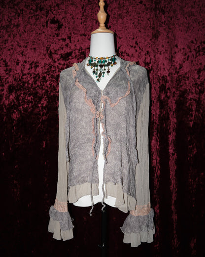 [Italy] Grey Ruffled Pixie Cardigan