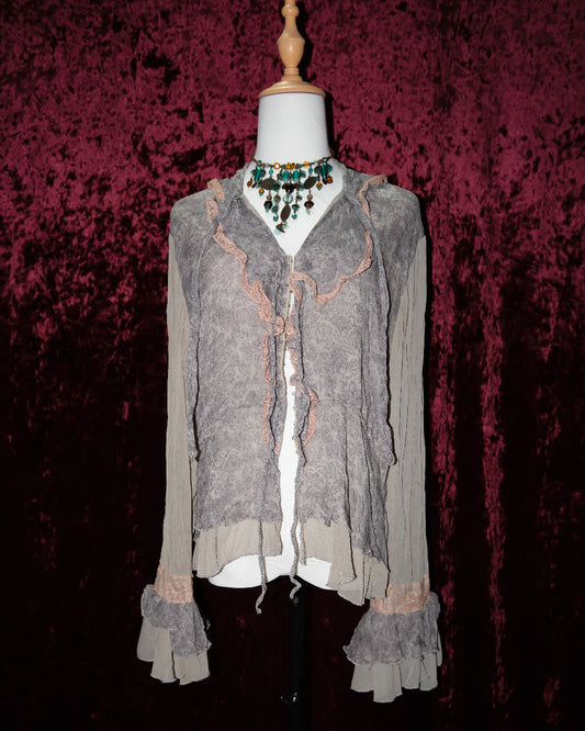 [Italy] Grey Ruffled Pixie Cardigan