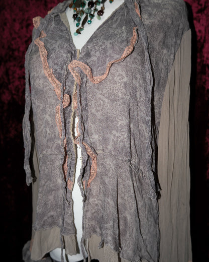 [Italy] Grey Ruffled Pixie Cardigan